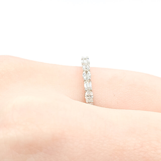 Ring Band .75ctw Baguette & Emerald Diamonds 14kw 1.75mm Sz7.25 1.93g 125110055