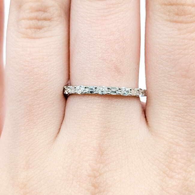 Ring Band .75ctw Baguette & Emerald Diamonds 14kw 1.75mm Sz7.25 1.93g 125110055