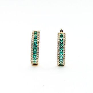 Earrings Lever Back 0.43ctw Round Diamonds 1.13ctw Emerald 14ky .8x.2" 5.50g 225110139