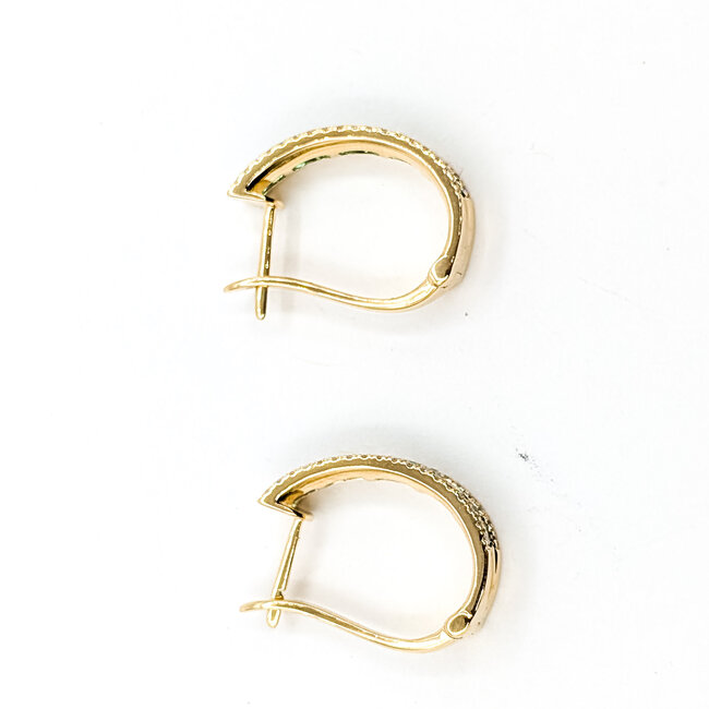 Earrings Lever Back 0.43ctw Round Diamonds 1.13ctw Emerald 14ky .8x.2" 5.50g 225110139