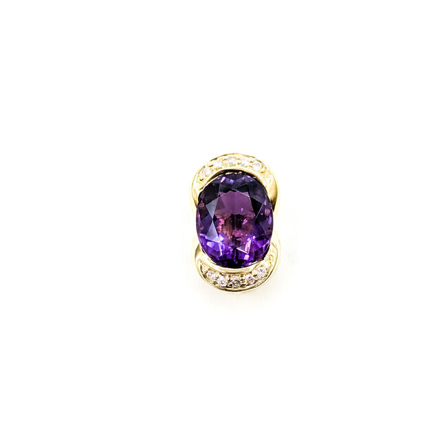 Pendant 0.5ctw Round Diamonds 3.25ct Amethyst 14ky 16.3mm x 10.55mm 2.6g 225110034