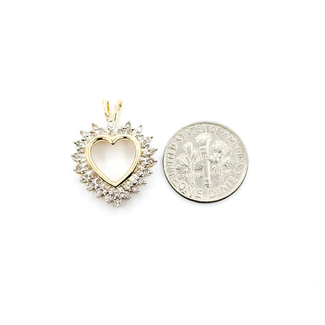 Pendant Double Halo Heart .40ctw Round Diamonds 10ky .9x.5" 2.06g 225120008