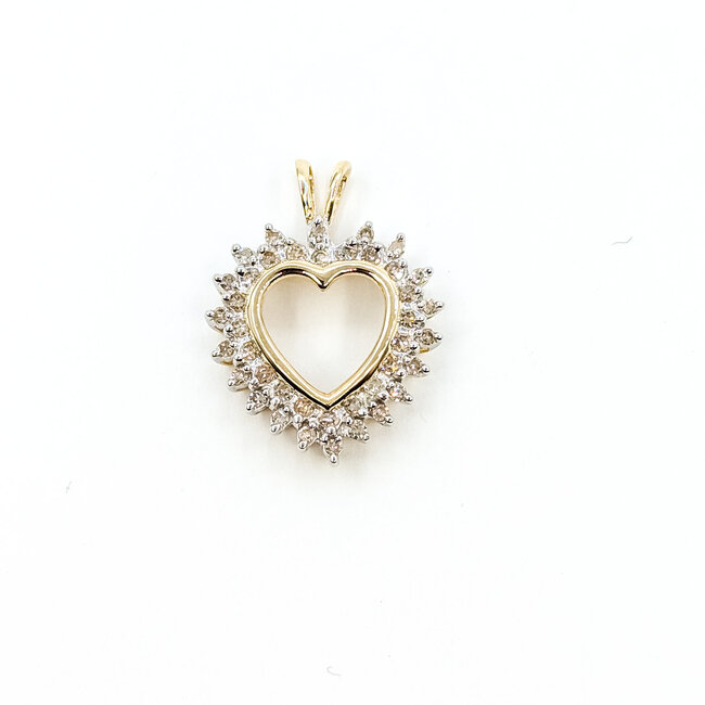 Pendant Double Halo Heart .40ctw Round Diamonds 10ky .9x.5" 2.06g 225120008