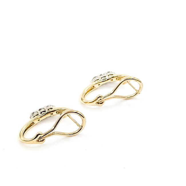 Earrings 3-Stone 0.42ctw Round Diamonds 14ky 20.5mm x 2.88mm 4.4g 225110046