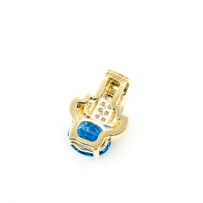 Pendant Geometric 0.08ctw Round Diamonds 4.6ct Blue Topaz 14ky 21.75mm x 15.55mm 4.6g 225110040