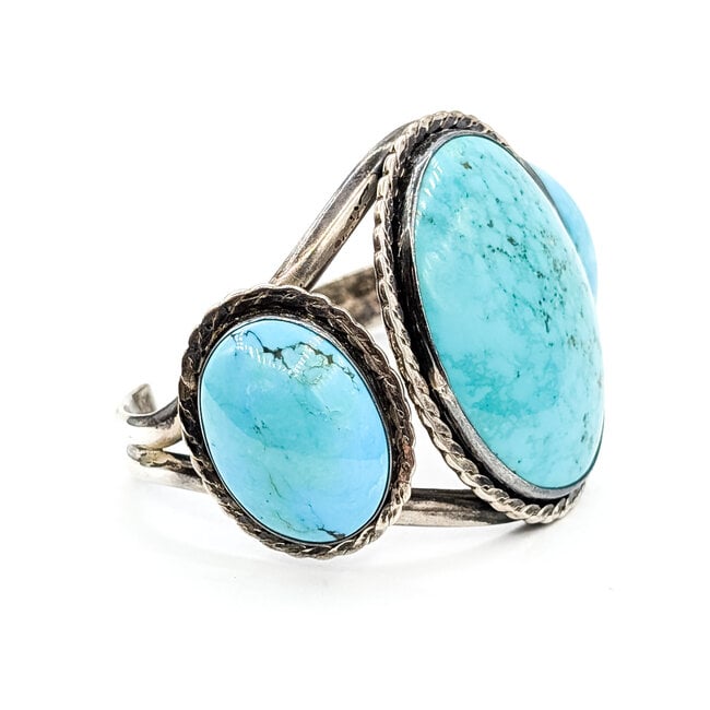Bracelet Cuff 3-Stone Turquoise 925 1.75" 6.5" 52.32g 225120022