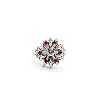Ring Starburst .30ct Round Diamond .20ctw Ruby 14kw 16mm Sz4.5 5.25g 225110146