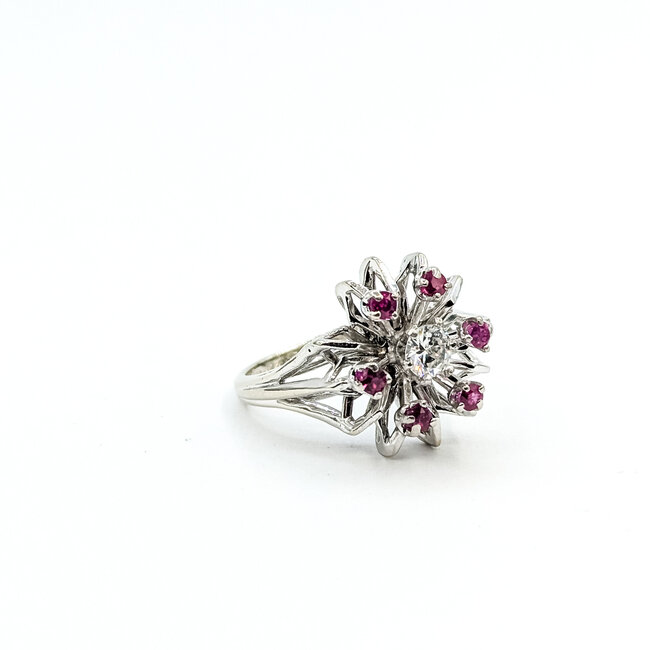 Ring Starburst .30ct Round Diamond .20ctw Ruby 14kw 16mm Sz4.5 5.25g 225110146