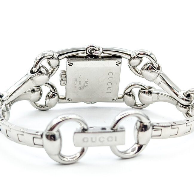 Watch Gucci 116.5 Signoria MOP Diamond Dial 19mm Stainless Steel 7.25" Box 125126014