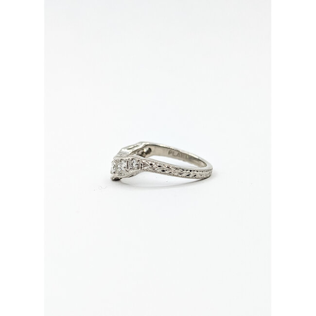 Ring Contour Milgrain .50ctw Round Diamonds Plat 4mm Sz4 4g 125120085