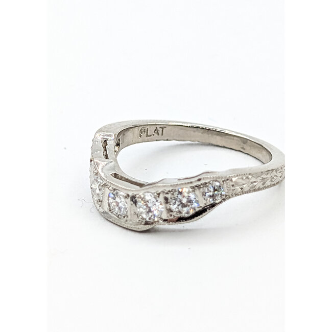 Ring Contour Milgrain .50ctw Round Diamonds Plat 4mm Sz4 4g 125120085