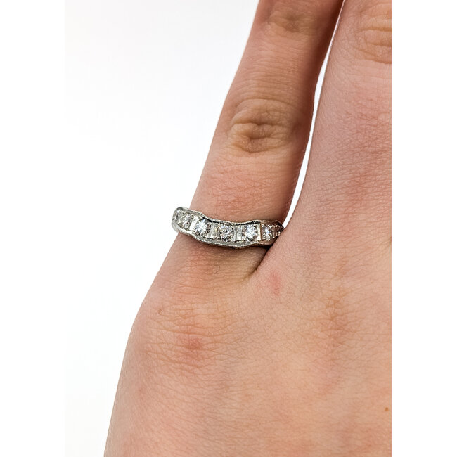 Ring Contour Milgrain .50ctw Round Diamonds Plat 4mm Sz4 4g 125120085