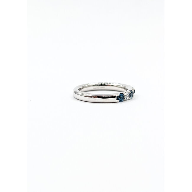 Ring Bridal .35ctw Round Diamonds .35ctw Teal Blue Sapphire 14kw 2.75mm Sz6.25 3.8g 125120078