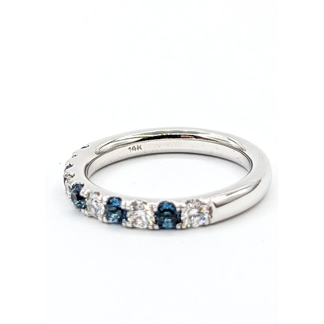 Ring Bridal .35ctw Round Diamonds .35ctw Teal Blue Sapphire 14kw 2.75mm Sz6.25 3.8g 125120078