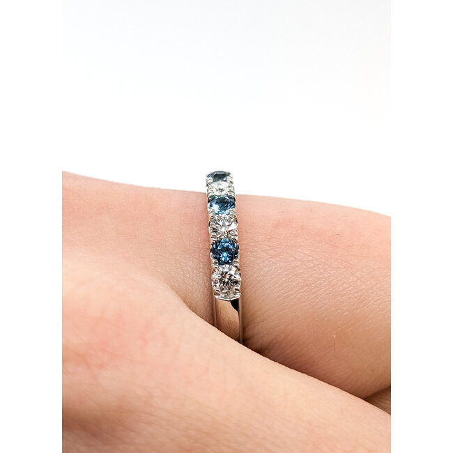 Ring Bridal .35ctw Round Diamonds .35ctw Teal Blue Sapphire 14kw 2.75mm Sz6.25 3.8g 125120078