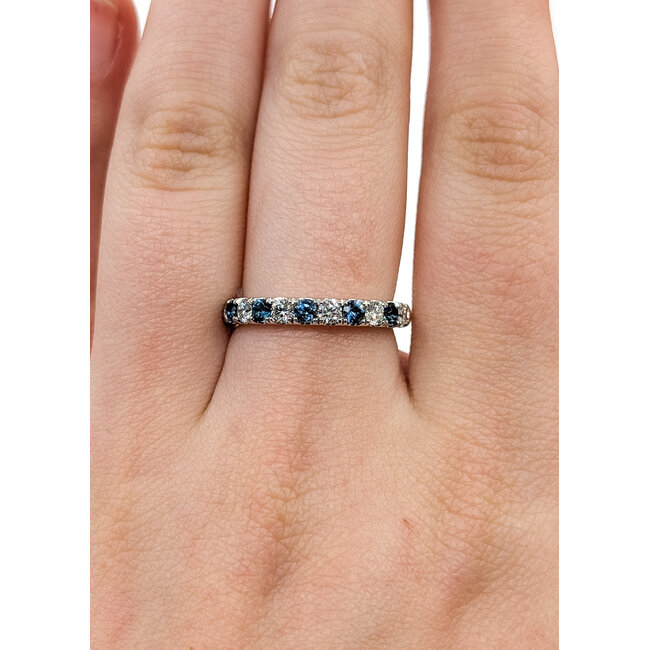 Ring Bridal .35ctw Round Diamonds .35ctw Teal Blue Sapphire 14kw 2.75mm Sz6.25 3.8g 125120078