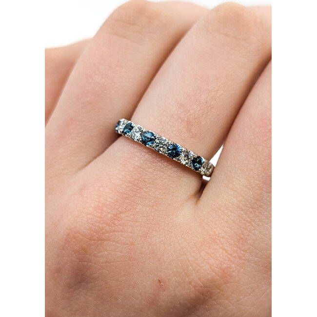 Ring Bridal .35ctw Round Diamonds .35ctw Teal Blue Sapphire 14kw 2.75mm Sz6.25 3.8g 125120078