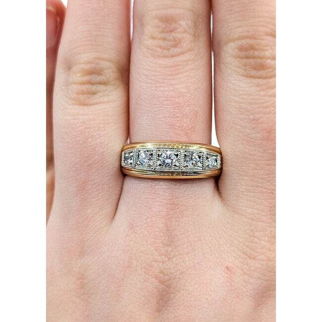 Ring Halo Pave 0.75ctw Near Colorless Diamonds 18kw 12mm Sz5.25 5.3g 125120031