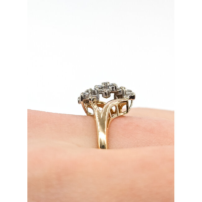 Ring Waterfall Cluster .38ctw Round Diamonds 14ky 14.3mm Sz8.5 3.3g 225120033