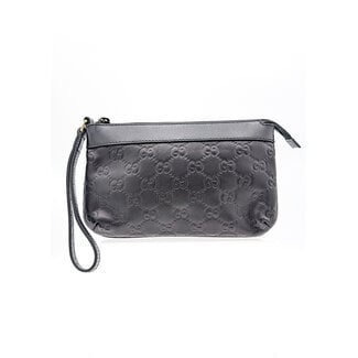 Clutch Gucci Wristlet GG Black Leather 126015016
