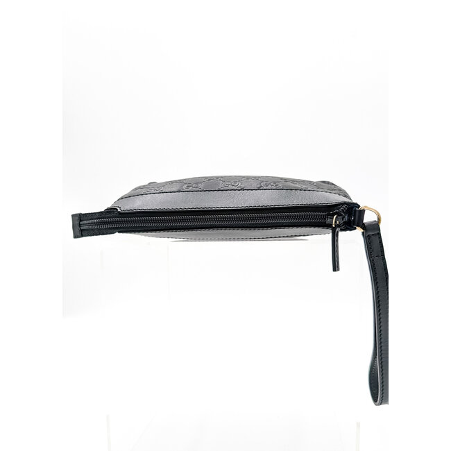 Clutch Gucci Wristlet GG Black Leather 126015016
