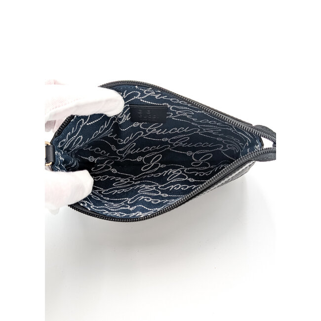 Clutch Gucci Wristlet GG Black Leather 126015016