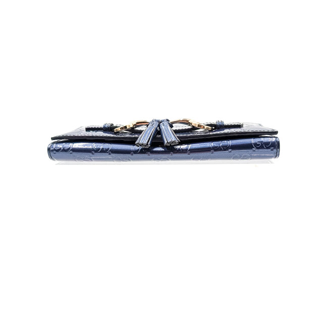 Clutch Gucci Emily WOC GG Navy Patent Leather 126015020