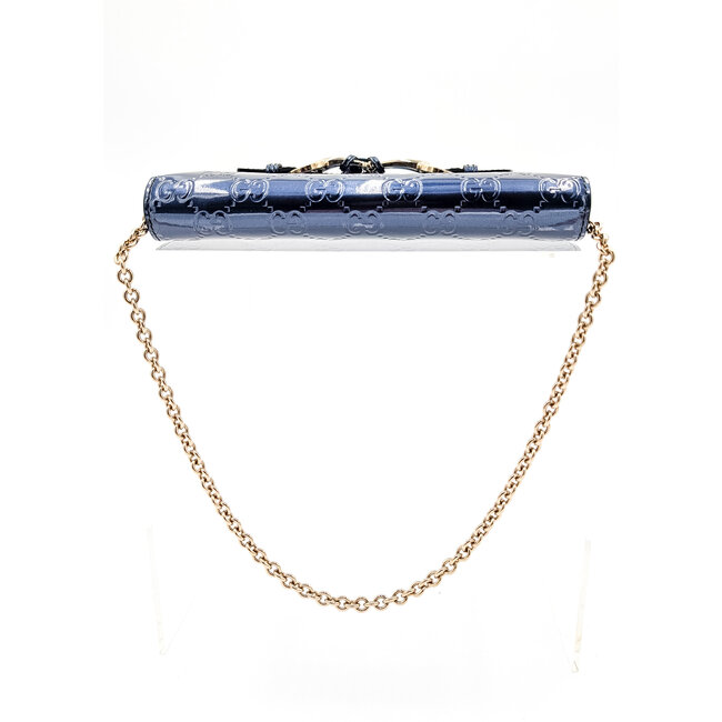 Clutch Gucci Emily WOC GG Navy Patent Leather 126015020