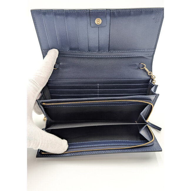 Clutch Gucci Emily WOC GG Navy Patent Leather 126015020