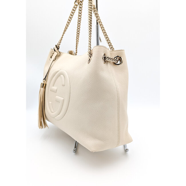 Shoulder Gucci Soho Interlocking GG White Leather 126015001