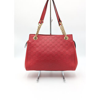 Handbag Gucci Guccissima GG Red Leather 126015042