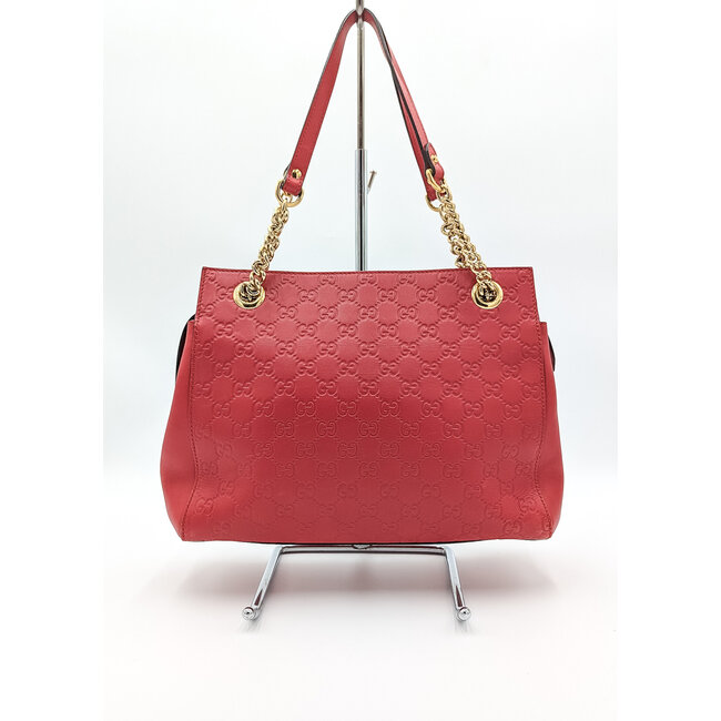Handbag Gucci Guccissima GG Red Leather 126015042