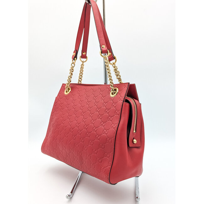 Handbag Gucci Guccissima GG Red Leather 126015042