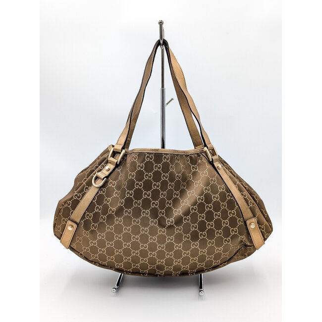 Handbag Gucci Abbey Golden Canvas Medium 126015063
