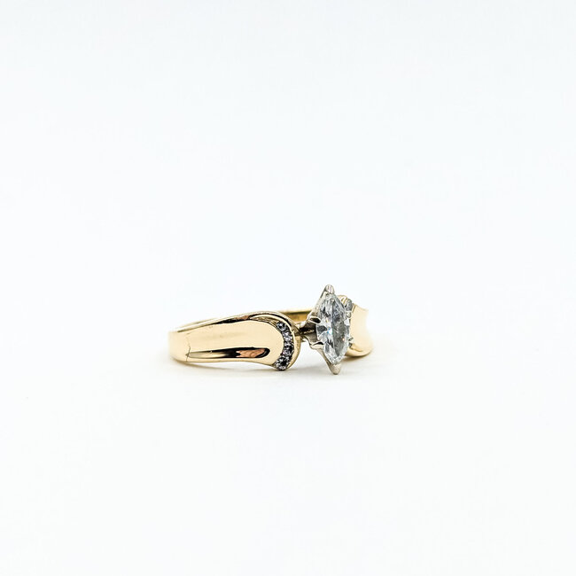 Ring Engagement .36ctw Round & Marquise Diamonds 14ky 6mm Sz6.75 2.99g 125120008