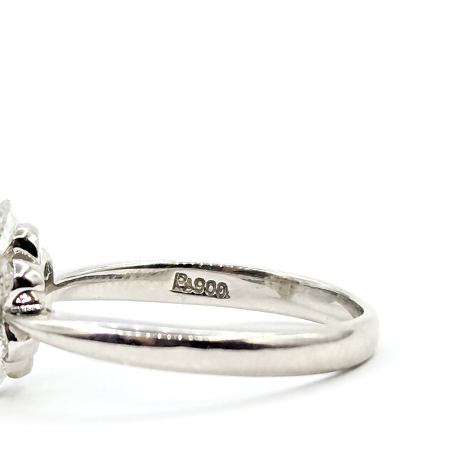 Ring Flower .85ctw Round Diamonds GIA: 3515692896 .22ctw Color Changing Alexandrite 900pt 2.3mm Sz5 4.28g 125120100