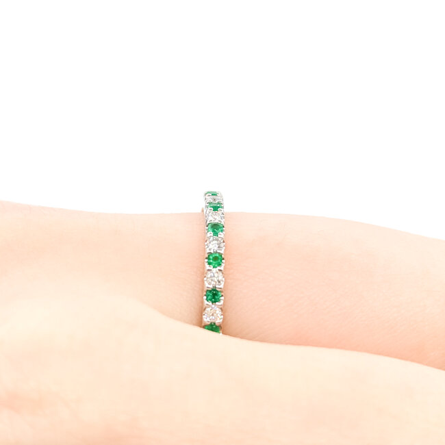 Ring Bridal .25ctw Round Diamonds .30ctw Emerald 14kw 2mm Sz6 1.7g 125120066