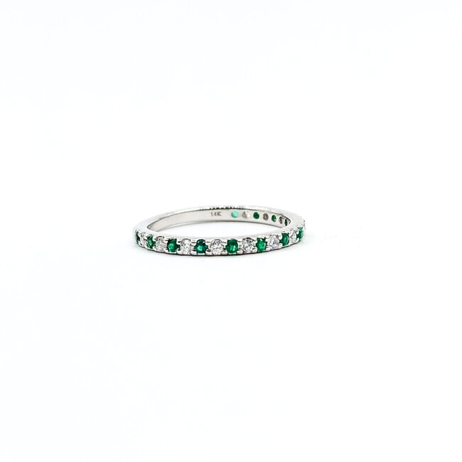 Ring Bridal .25ctw Round Diamonds .30ctw Emerald 14kw 2mm Sz6 1.7g 125120066