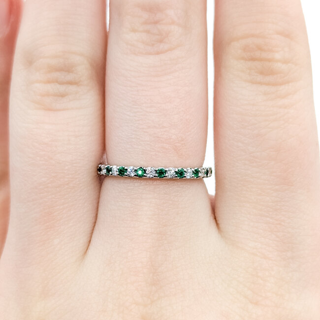 Ring Bridal .25ctw Round Diamonds .30ctw Emerald 14kw 2mm Sz6 1.7g 125120066