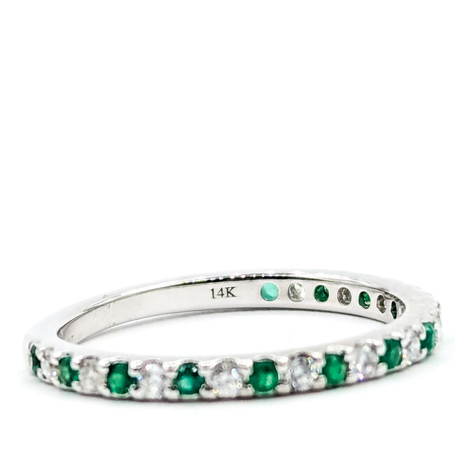 Ring Bridal .25ctw Round Diamonds .30ctw Emerald 14kw 2mm Sz6 1.7g 125120066