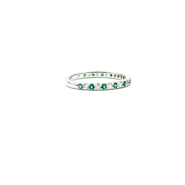 Ring Bridal .25ctw Round Diamonds .30ctw Emerald 14kw 2mm Sz6 1.7g 125120066