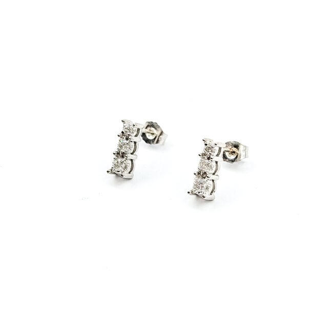Earrings 3 Stone .25ctw Round Diamonds 14kw 1.84g 125120007
