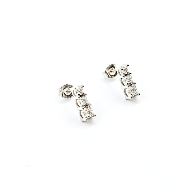 Earrings 3 Stone .25ctw Round Diamonds 14kw 1.84g 125120007