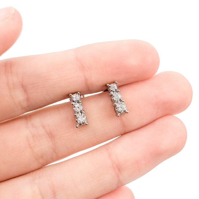 Earrings 3 Stone .25ctw Round Diamonds 14kw 1.84g 125120007