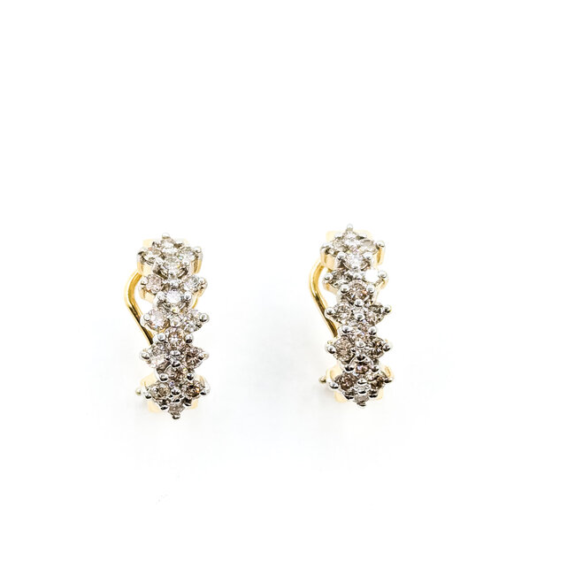 Earrings Omega Back 1.25ctw Round Diamonds 14ky 20x6.5mm 6.25g 225120032