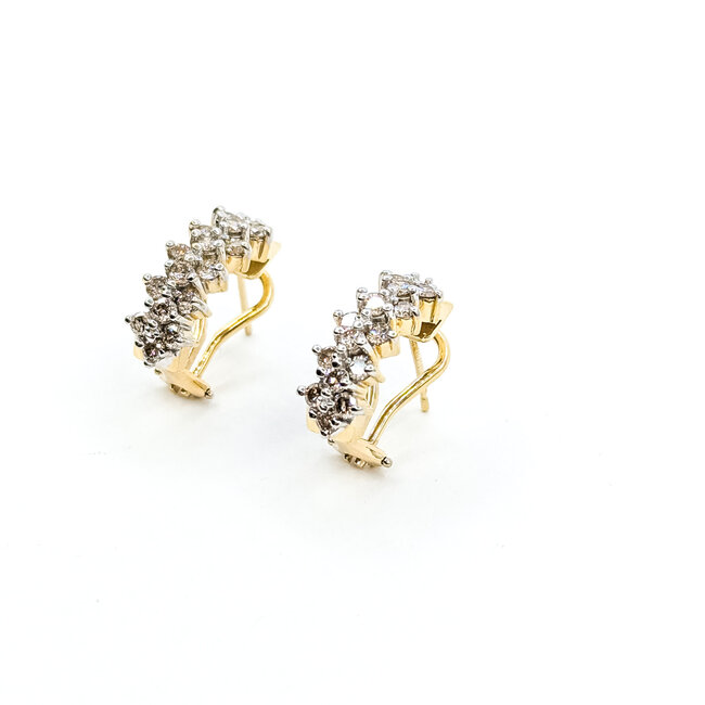 Earrings Omega Back 1.25ctw Round Diamonds 14ky 20x6.5mm 6.25g 225120032