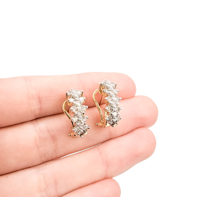 Earrings Omega Back 1.25ctw Round Diamonds 14ky 20x6.5mm 6.25g 225120032