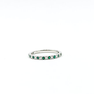 Ring Bridal .25ctw Round Diamonds .30ctw Emeralds 14kw 2mm Sz7 1.8g 125120060