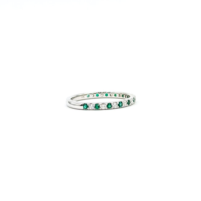 Ring Bridal .25ctw Round Diamonds .30ctw Emeralds 14kw 2mm Sz7 1.8g 125120060