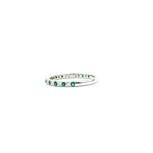 Ring Bridal .25ctw Round Diamonds .30ctw Emeralds 14kw 2mm Sz7 1.8g 125120060
